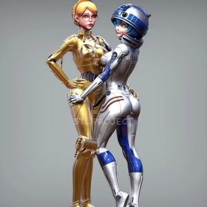 0297-星球大战C-3PO R2-D2女化-XYZ3D打印图纸下载